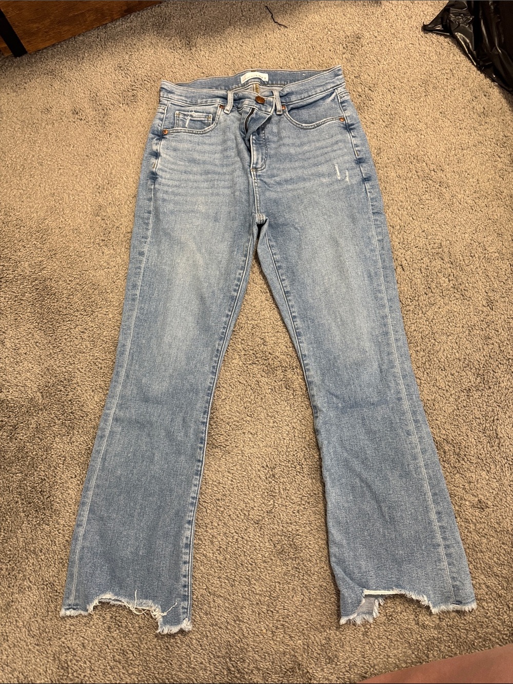 LOFT Light Blue Flare Jeans with Raw Hem
